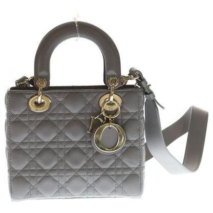 Dior My Cannage 2-Way Shoulder Bag Gray Lambskin