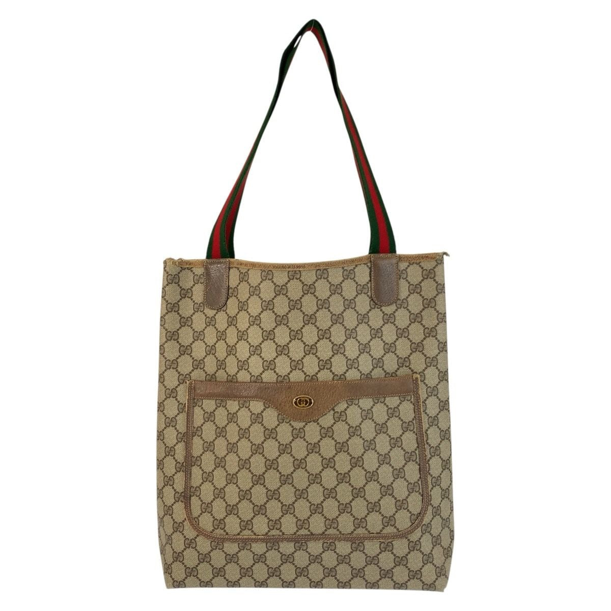 Gucci Vintage Sherry Line Beige GG Supreme Canvas Tote