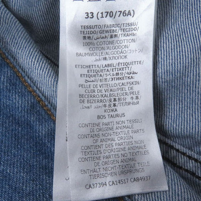 Gucci 408637 Leather Logo Patch Button Fly Denim Pants Jeans Indigo Blue 33