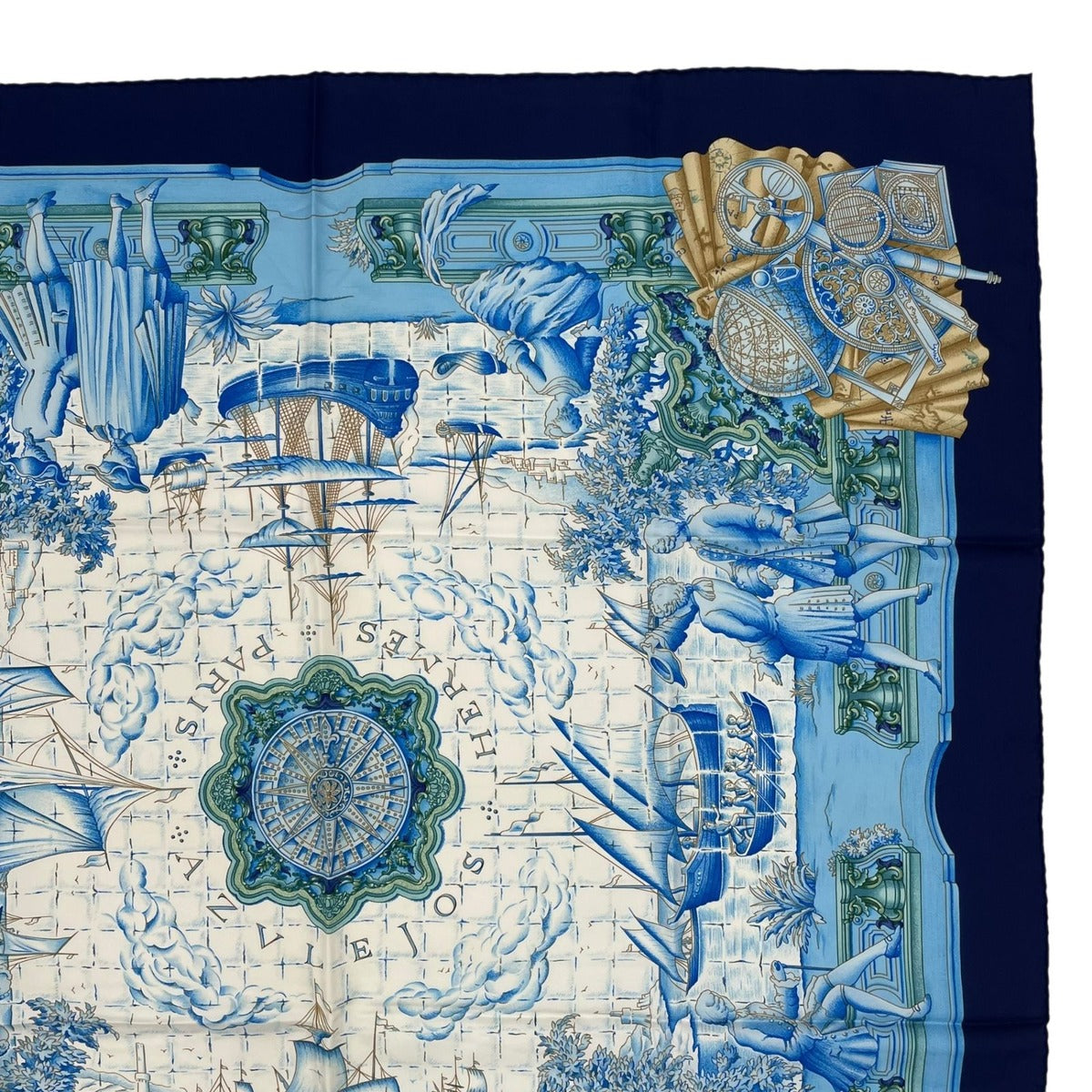 Hermes Scarf Silk Carre 90 Azvlejos Ocean Blue Reminiscent of the Age — view 3