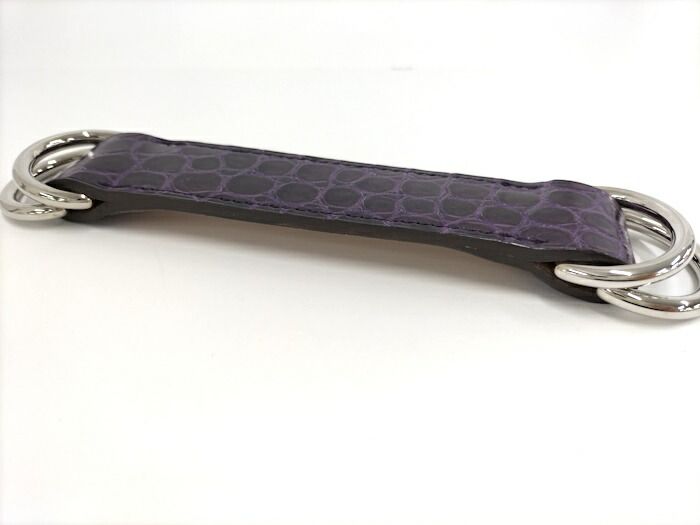 Hermes Scarf Belt Croc Leather Purple □L Engraved
