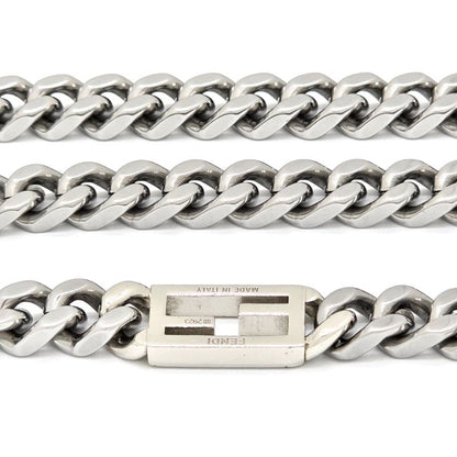 Fendi Baguette Necklace Chain Link Palladium Polished Metal 46cm (1811in) Long