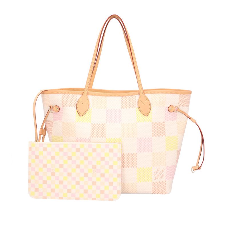 Louis Vuitton Neverfull MM Damier Tote Bag Damier Canvas N40668 White Ladies