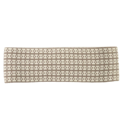 Hermes Giovanna 100% Cashmere Etoupe Ecru Logo Knit Headband Hair