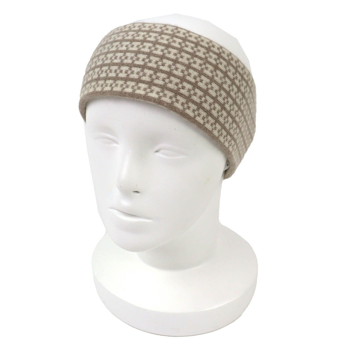 Hermes Giovanna 100% Cashmere Etoupe Ecru Logo Knit Headband Hair — view 3