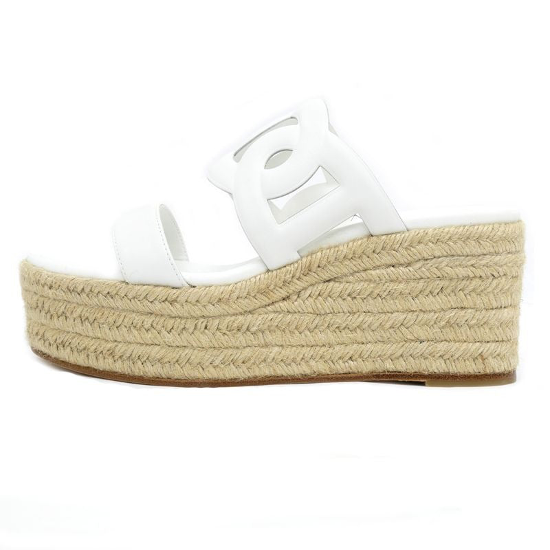 Hermes Espadrille Itea 30 Sandals Size 39 White Thick