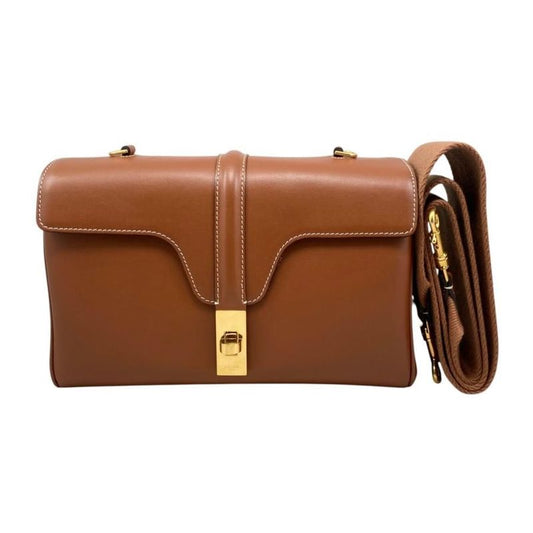 Celine Shoulder Bag Teen Soft 16 Caisse 196853 Calfskin Tan Brown Gold Hardware