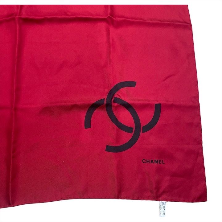 Chanel CC Logo Scarf Large Silk 100% Red