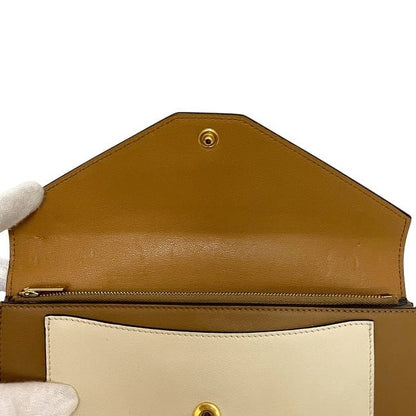 Celine Bifold Long Wallet Brown Navy White Wallet Excellent Condition Leather