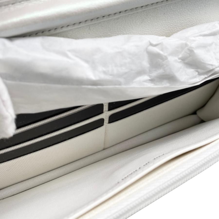 Chanel Shoulder Bag Ribbon Chain Wallet Matelasse Lambskin Coco Mark Pearly