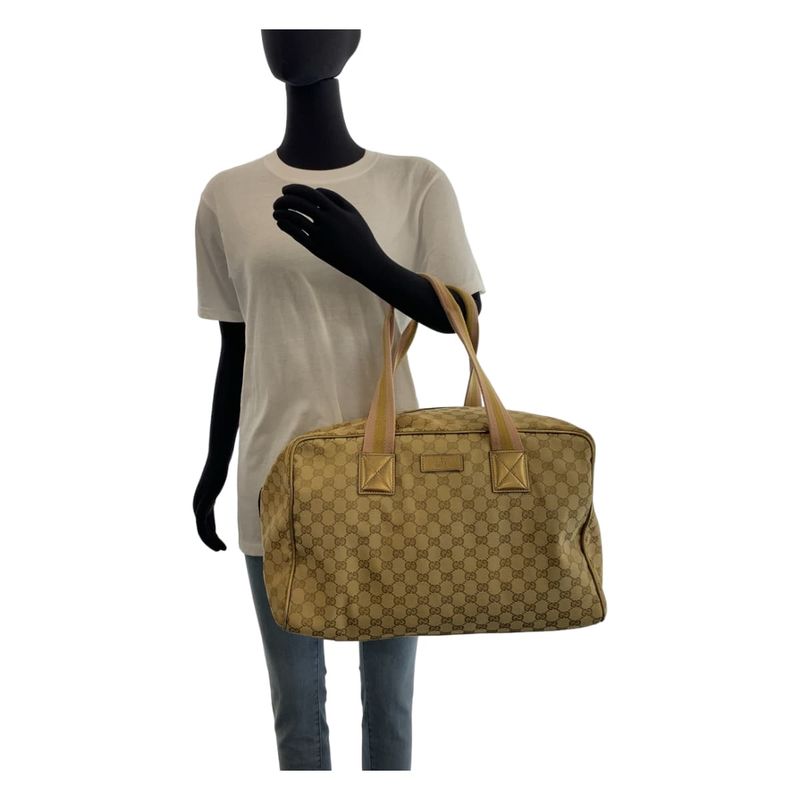 Gucci Sherry Line Beige Multicolor GG Canvas 153240 Boston Bag Unisex Men's