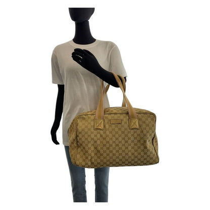 Gucci Sherry Line Beige Multicolor GG Canvas 153240 Boston Bag Unisex Men's