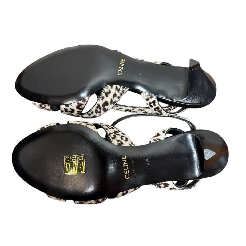 Unused Celine Animal Print Halaco Low Heel Sandals 36.5 Equivalent To 23.5cm