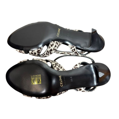 Unused Celine Animal Print Halaco Low Heel Sandals 36.5 Equivalent To 23.5cm