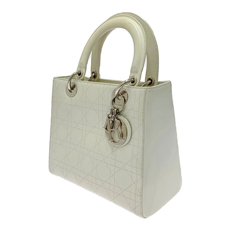 Dior Lady Dior Lambskin Cannage 2way Handbag White 356662 Handbag