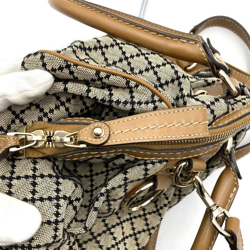 Gucci 223974 Handbag Brown Canvas/leather Ladies Men Fashion