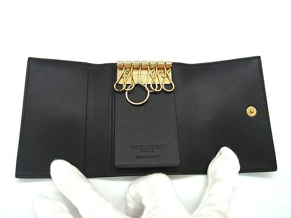 Double Saint Laurent Leather 6-ring Key Case Key Case Ladies Men's Black