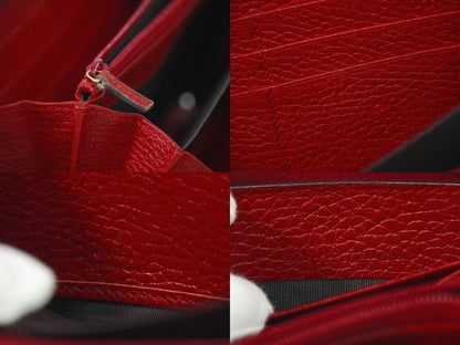 Authentic Gucci GG Marmont Round Zipper Long Wallet Long Wallet Leather Red