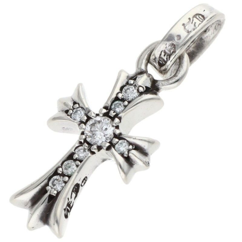 Chrome Hearts Crs Bbyfat P Dmnd Baby Fat Pave Diamond Charm Silver Necklace Top