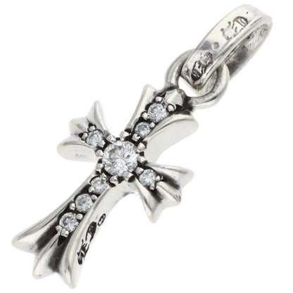 Chrome Hearts Crs Bbyfat P Dmnd Baby Fat Pave Diamond Charm Silver Necklace Top