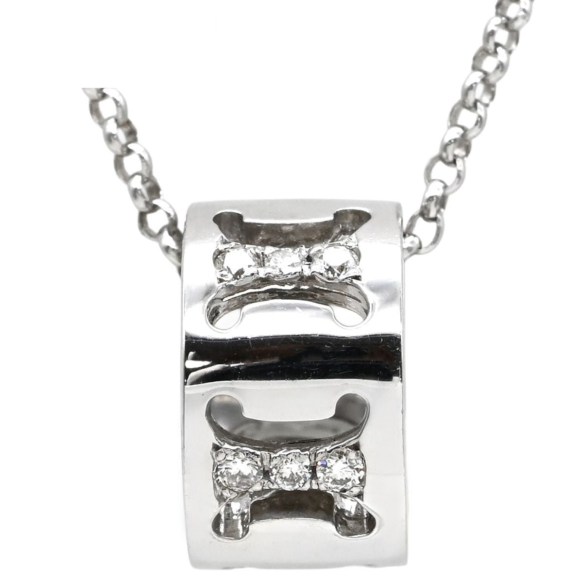 Celine Necklace Macadam Diamond Pendant White Gold 750 18K White Gold