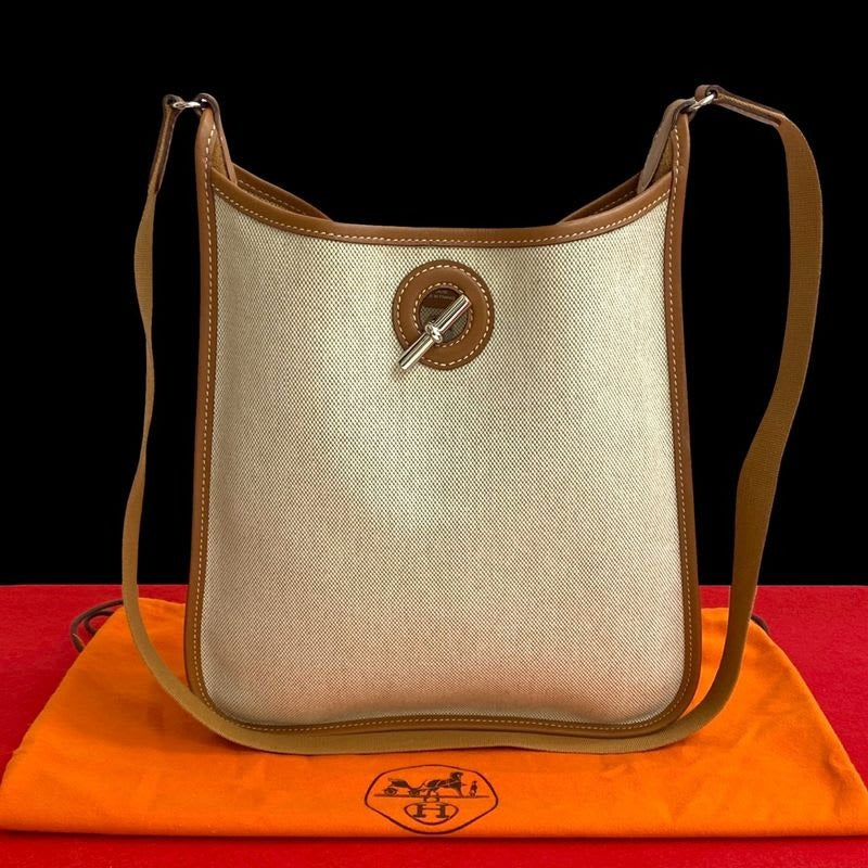 Hermes Hermes Vespa PM Toile Ash Buffalo Leather