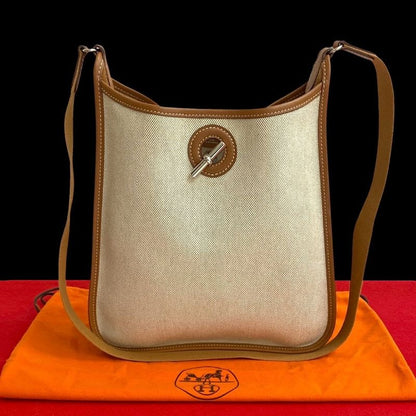 Hermes Hermes Vespa PM Toile Ash Buffalo Leather