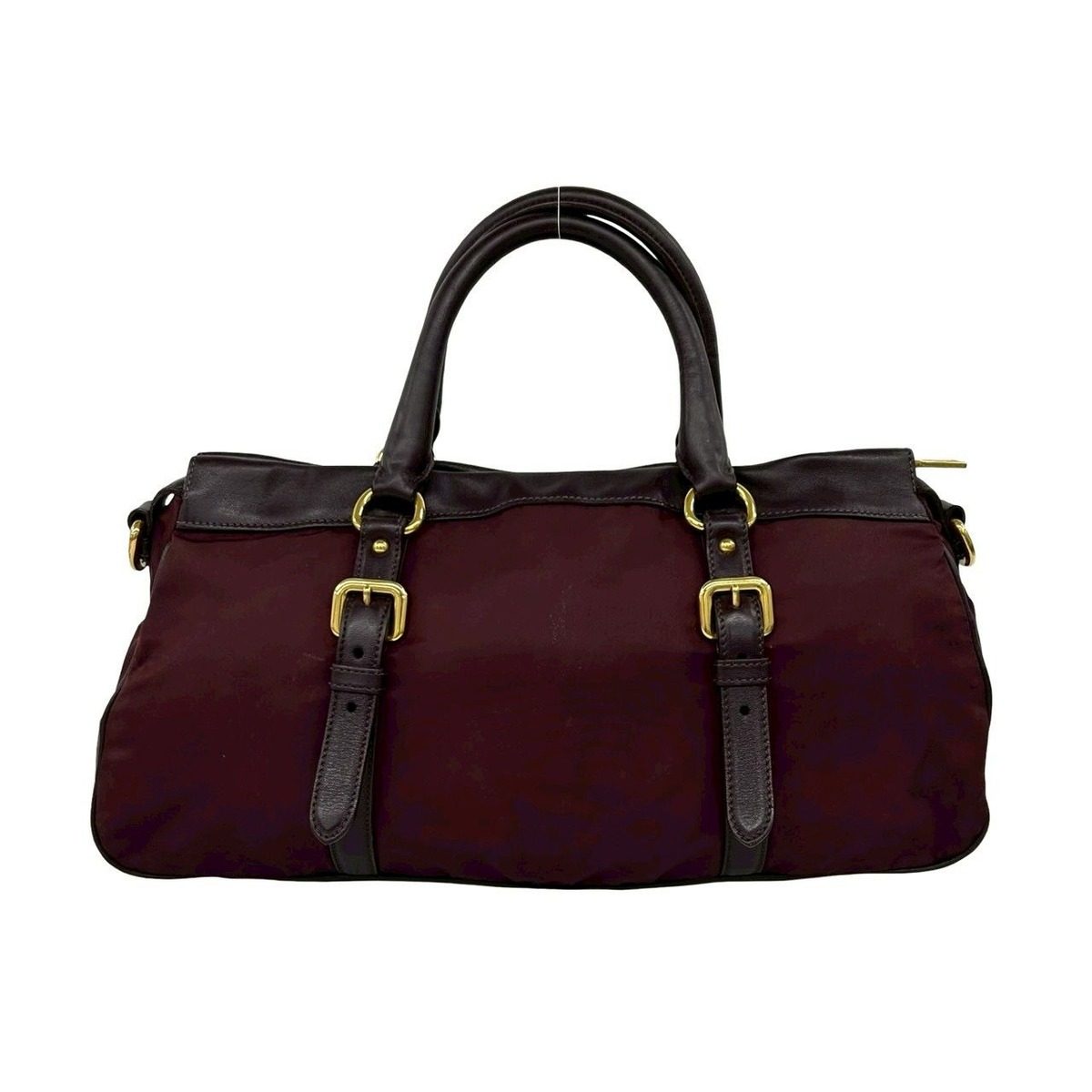 Prada Logo Leather Tessuto 2-Way Shoulder Bag Wine Red — view 3