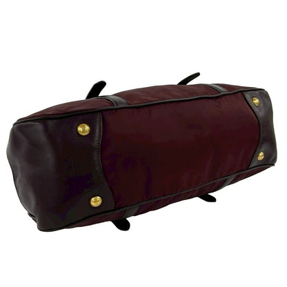 Prada Logo Leather Tessuto 2-Way Shoulder Bag Wine Red — view 7