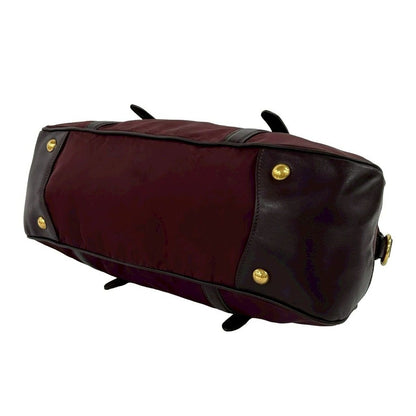 Prada Logo Leather Tessuto 2-Way Shoulder Bag Wine Red — view 8
