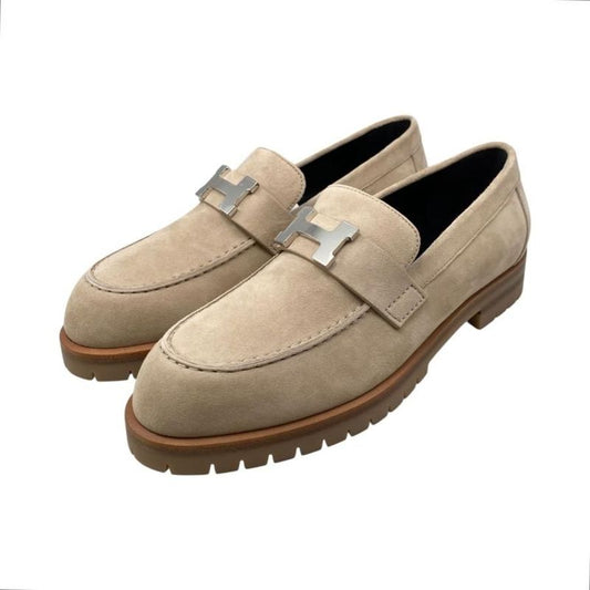 Hermes Loafer Moccasin Foble H222054z D1360 36 Size Chevre Velours Beige Camel