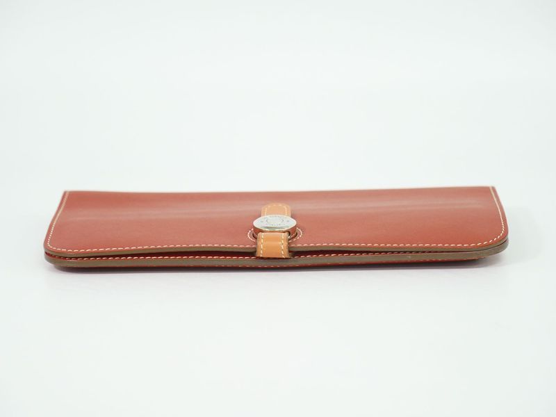 Authentic Hermes Dogon Vorsoft Leather Long Wallet Long Wallet □O 2011 Coral