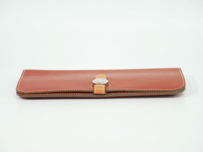 Authentic Hermes Dogon Vorsoft Leather Long Wallet Long Wallet □O 2011 Coral