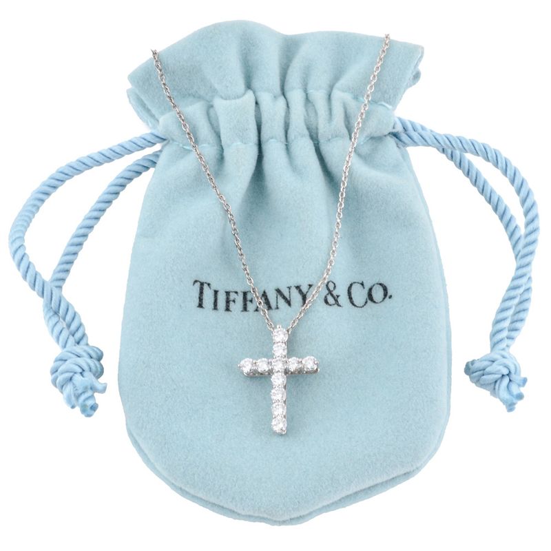 Tiffany & Co Tiffany & Co Small Cross Necklace Diamond Pt950 34g Platinum
