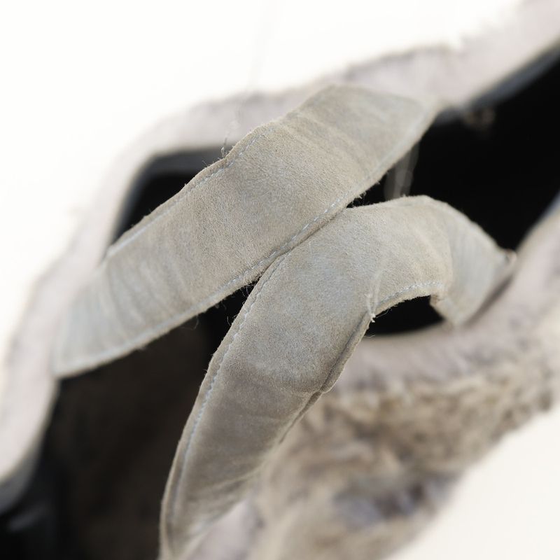 Chanel Coco Mark Lapin Rabbit Fur Blue Gray Women's Handbag