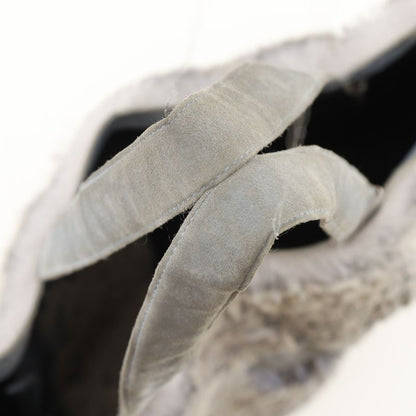 Chanel Coco Mark Lapin Rabbit Fur Blue Gray Women's Handbag