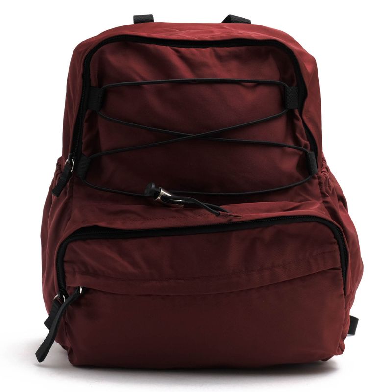 Prada Backpack Bag Backpack Men Nylon Red Brown Red Brown V317 Zaino in Tessuto