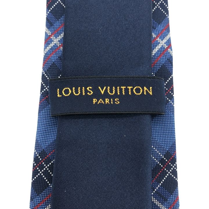Louis Vuitton ⑤ Cravat Gradient Tartan Men's Blue FREE