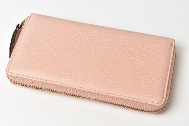 Gucci Long Wallet Petit Marmont Leather Pink Beige 456117