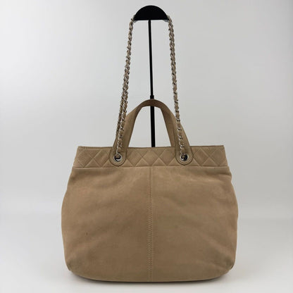 Chanel CC Logo Chain Shoulder Bag Beige Leather Vintage — view 4