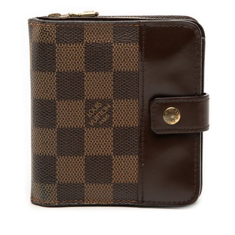 Louis Vuitton Damier Compact Zip Bifold Wallet Ebene Brown Leather