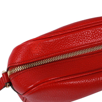 Gucci Soho Disco Interlocking Leather Red Shoulder Bag Gold — view 11