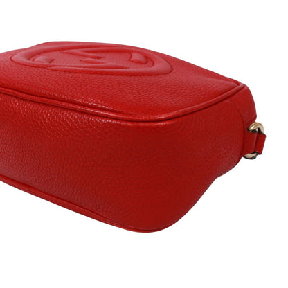 Gucci Soho Disco Interlocking Leather Red Shoulder Bag Gold — view 5