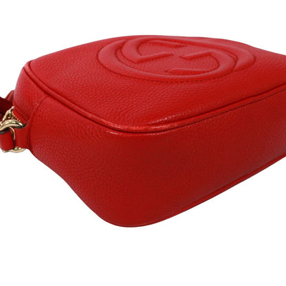 Gucci Soho Disco Interlocking Leather Red Shoulder Bag Gold — view 6