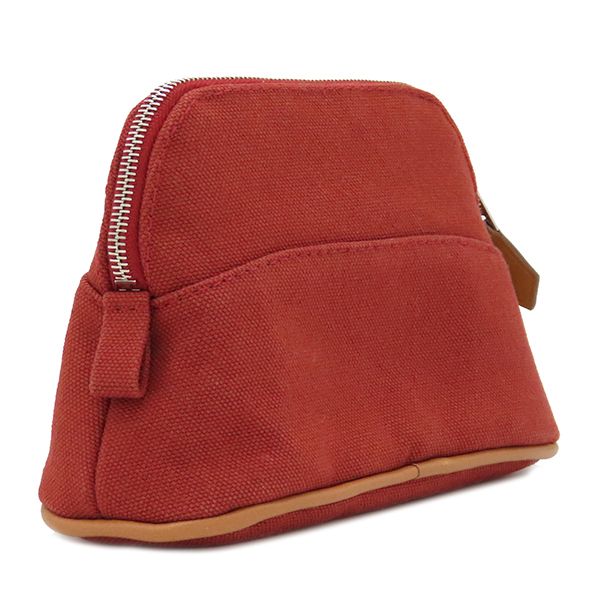 Hermes Pouch Bolide Pouch Mini Cotton Rouge Silver Hardware Red