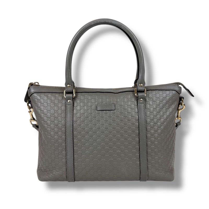 Gucci Micro Shimmer Leather Mini Tote Bag Shoulder Bag 2WAY Light Gray Leather