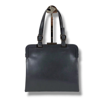 Prada Purse Top Handle Handbag Gray Leather — view 13