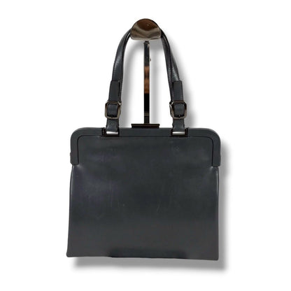 Prada Purse Top Handle Handbag Gray Leather — view 6