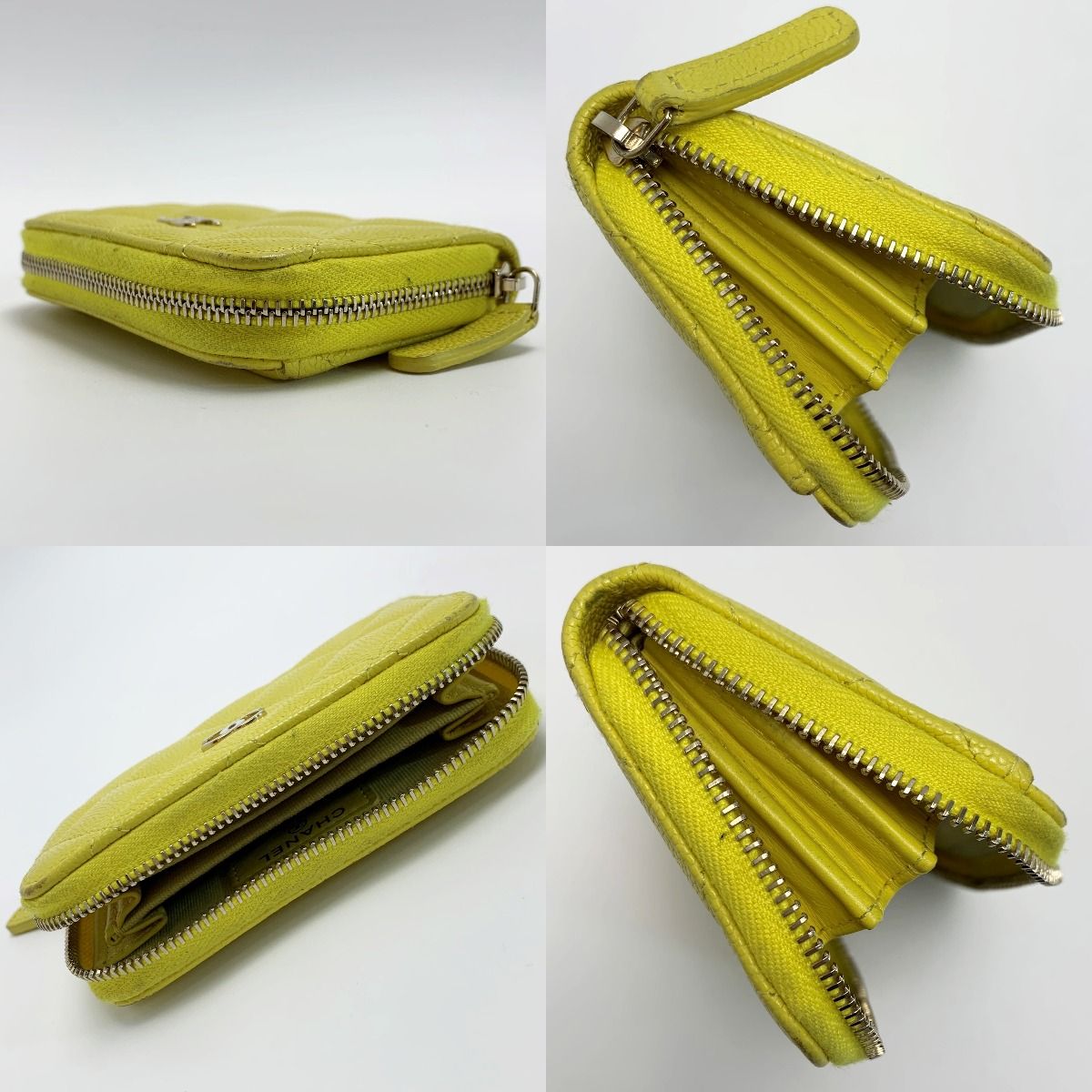 Chanel Matelasse Caviar Skin Ap0216 Yellow Wallet Coin Case