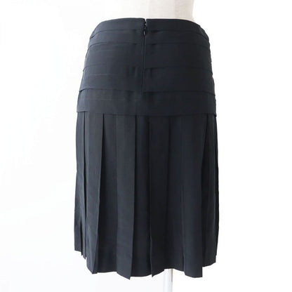 Hermes French CHANEL 06P P28626 Ladies 100% Silk Pleated Skirt With Coco